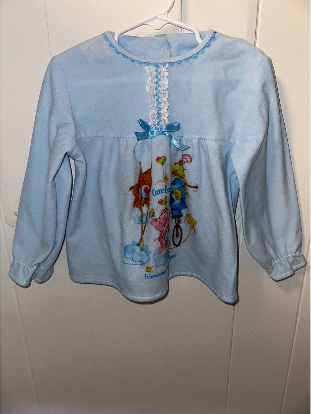 Vintage Bates-Jama Flame Resistant Care Bears Long Sleeve Shirt Size 5 LightBlue